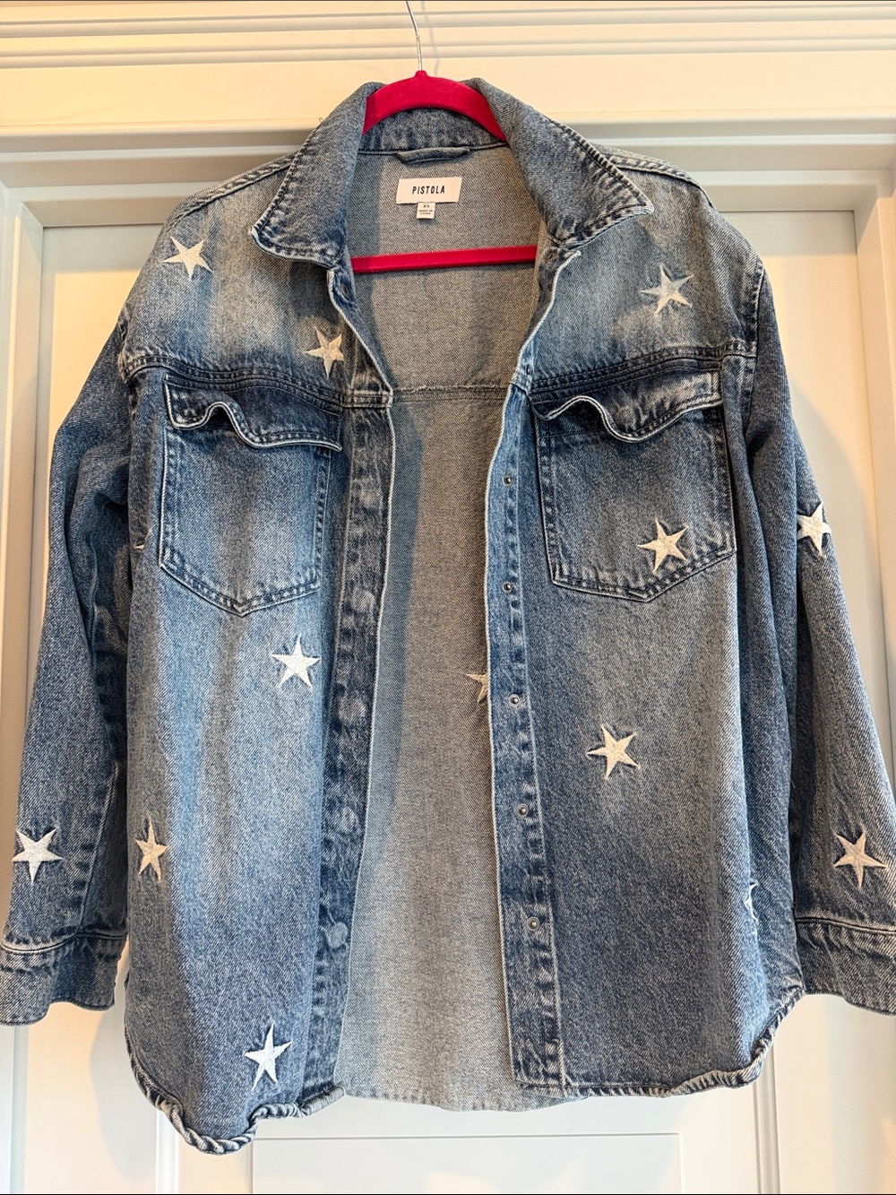 Pistola Star Embroidered Denim Shacket